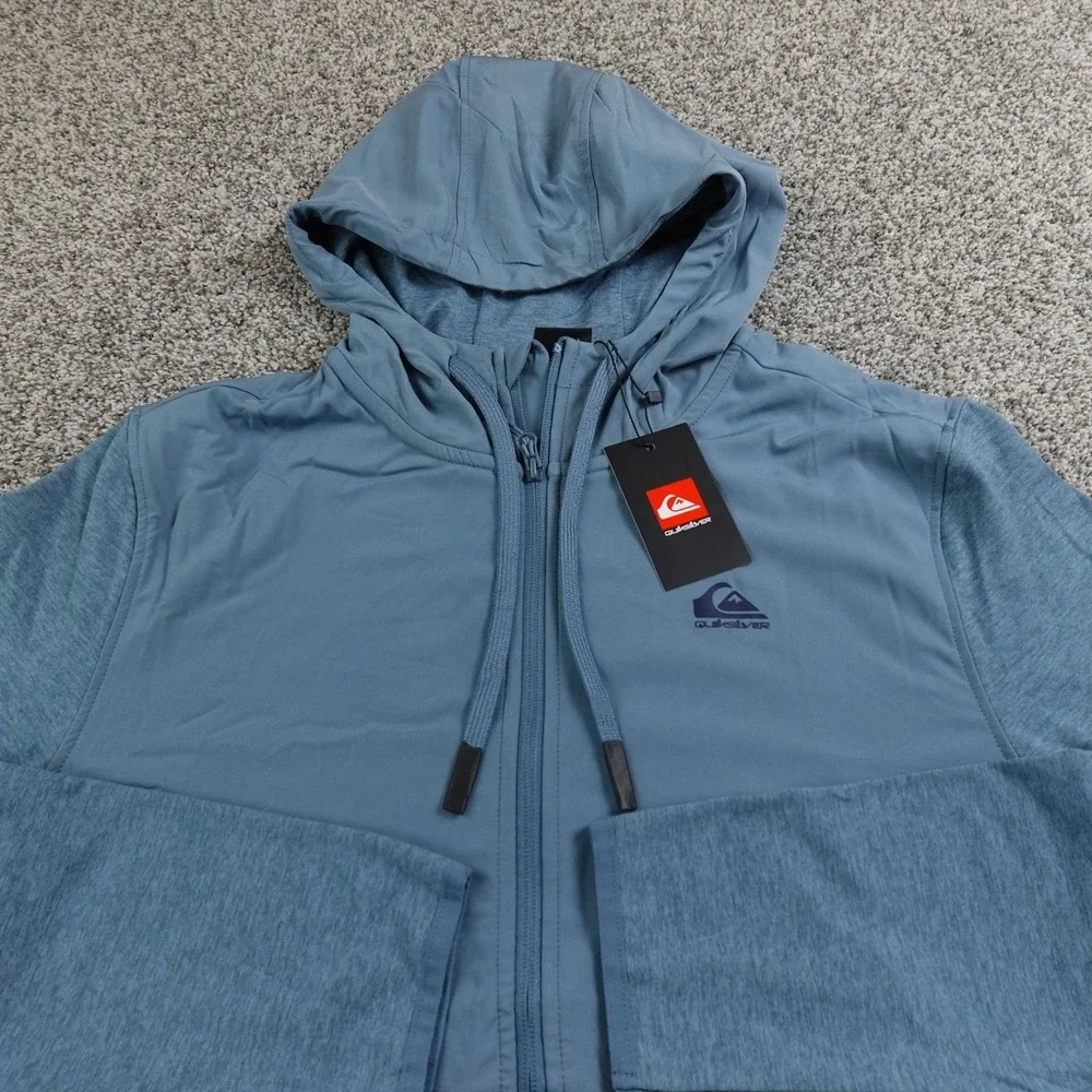 NEW Quiksilver Jacket Mens L Blue DryFlight Full Zip Skate Surf Windbreaker Coat
